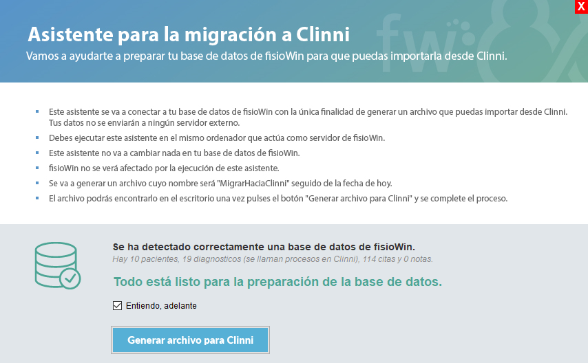 Clinni - Migración de fisioWin a Clinni